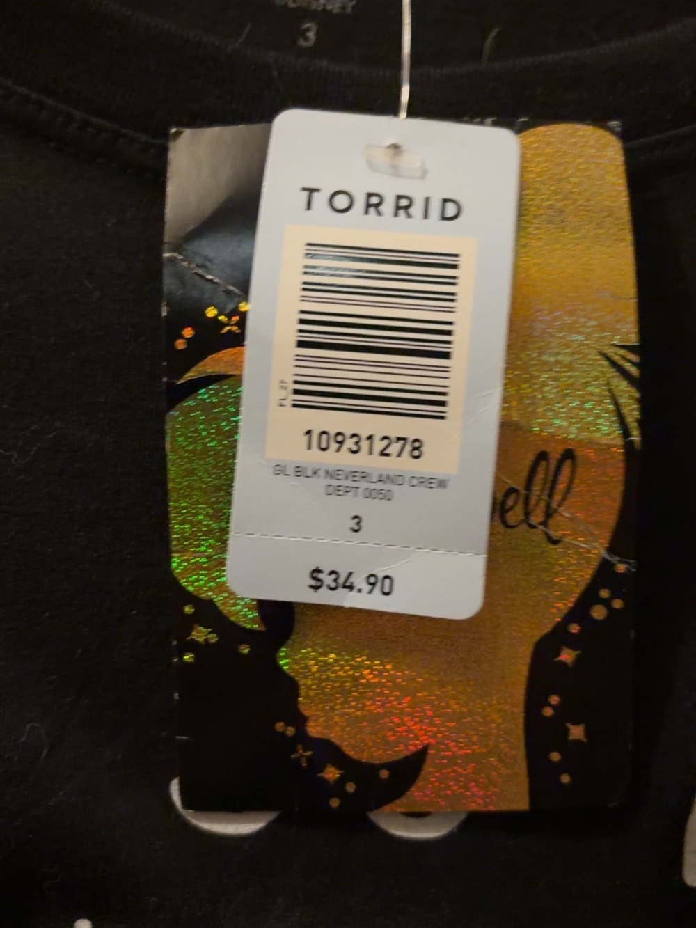 Torrid Disney Tinker Bell “I’m So Fly” Neverland Tee Black Size 3 NWT - Picture 5 of 5